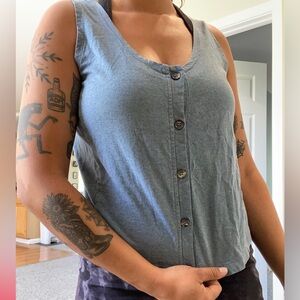 Faded Blue Button Tank Top